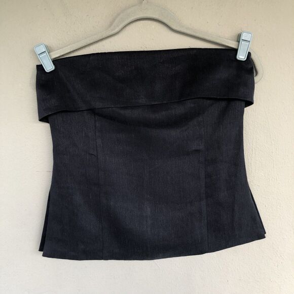 Aritzia Babaton Element Tube Top Size 8 Linen Blend Twill  Minimalist Quiet Luxe - Picture 3 of 13